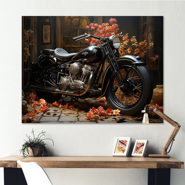 Noir Motorcycle Mystery - Motorcycle Canvas Wall Art